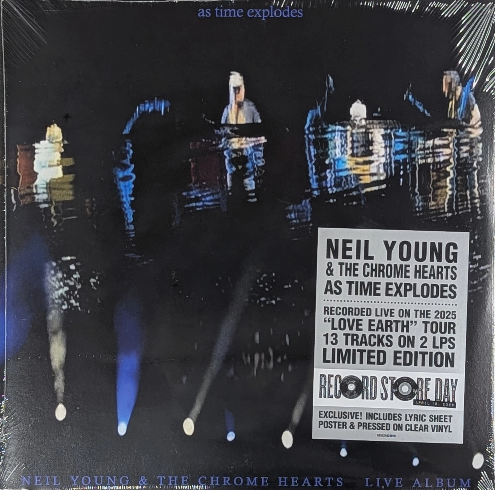 NEIL YOUNG & THE CHROME HEARTS As Time Explodes SEALED Clear Vinyl 2LP RSD