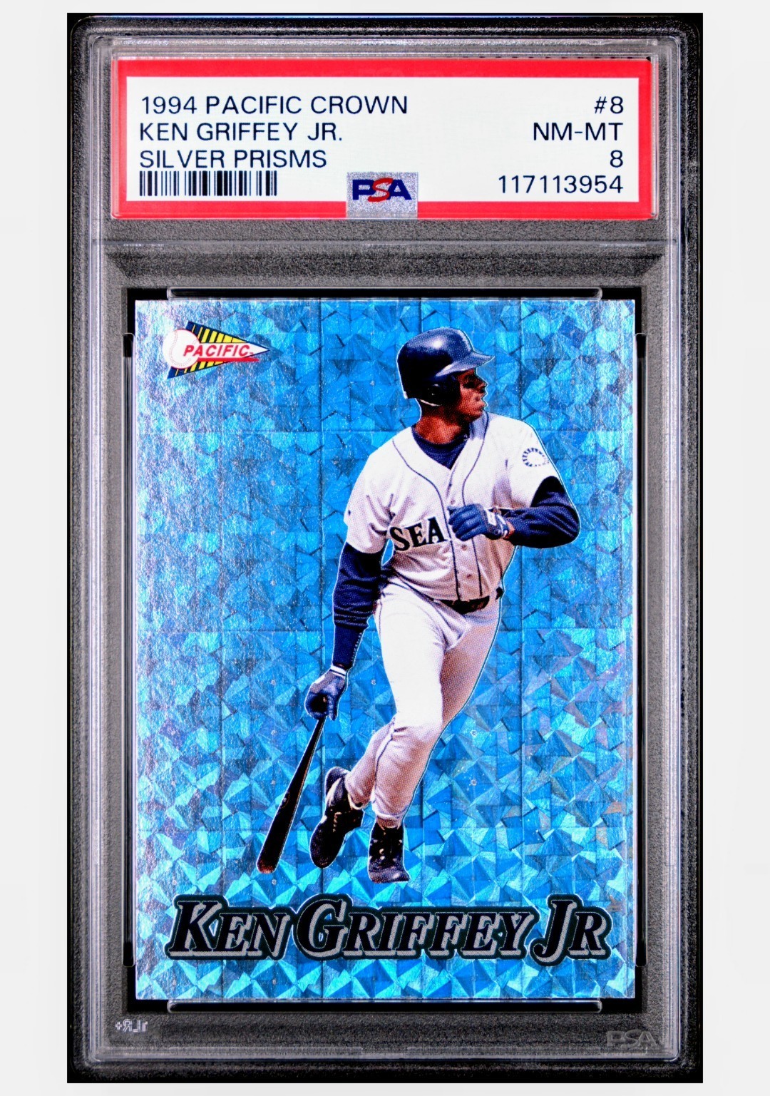 1994 PACIFIC SILVER PRISM KEN GRIFFEY JR PSA 8 NM MINT PR = GOLD ONLY 12 HIGHER!