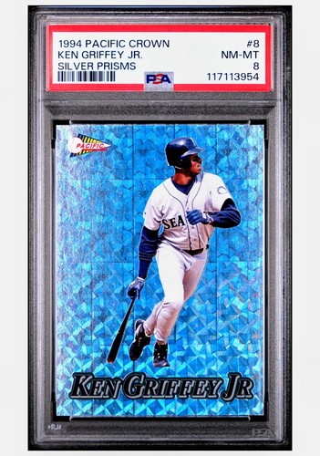 1994 PACIFIC SILVER PRISM KEN GRIFFEY JR PSA 8 NM MINT PR = GOLD ONLY 12 HIGHER!