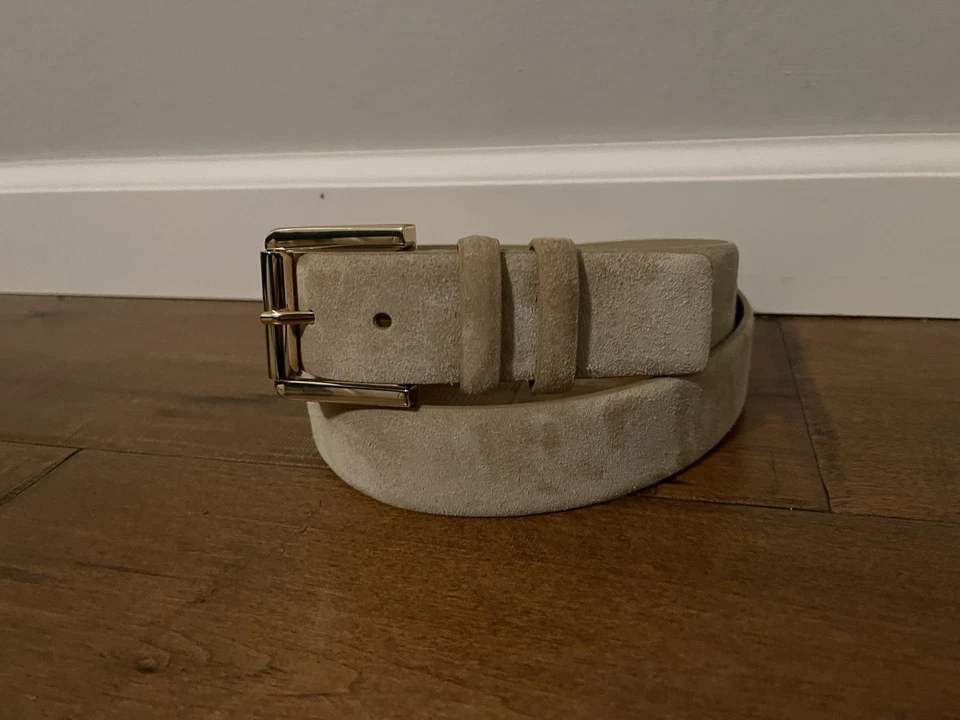 J.Crew Suede Roller Belt Beige Italian Leather CB450 1.5" - Women's Large - Image 3 of 4