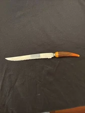 Vintage Carving Knife Bakelite Stag Handle Reo Crest Sheffield England Serrated