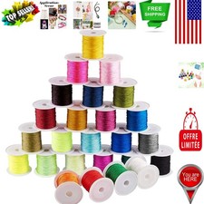 Versatile 250 Yards Nylon String - 0.8mm Beading  Craft Cord in 25 Colors