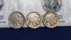 Lot of 3 Buffalo Nickels 5c 1913 P Type 1, 1913 P Type 2 & 1914 P