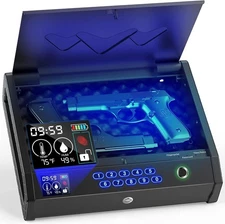 Gun Safe Biometric Gun Safes for Pistols w/ LCD Display of Temperature Humidity