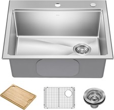 Kraus KWT611-25 Fairlane 25" Drop In Single Basin Stainless Steel - Stainless