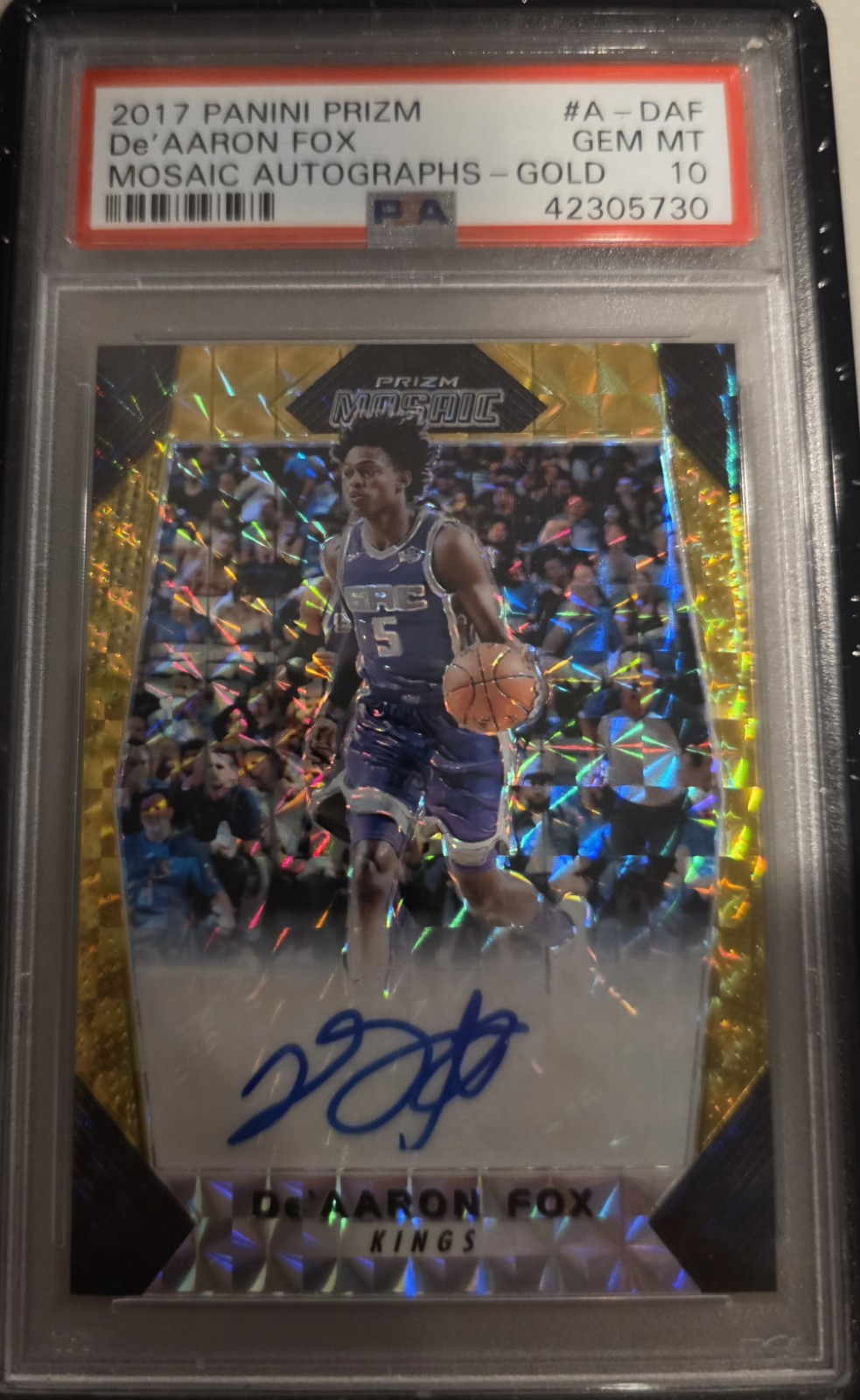 Psa 10 2017 Prizm Deaaron Fox Mosaic Gold 9/10 Rookie