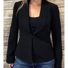 Tahari Arthur S. Levine Black Shawl Collar Hook Closure Blazer Jacket Size 10