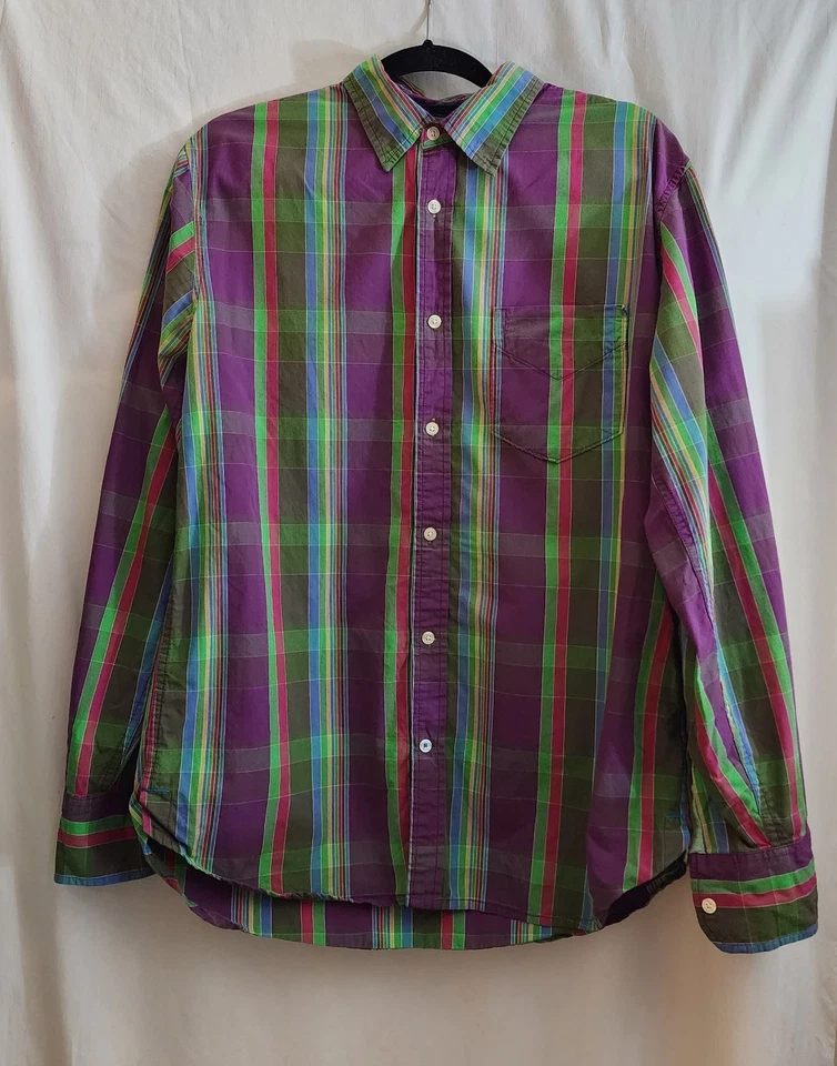 Camisa Alexander Julian Colores Rayas Algodón Grande Abotonada Ajustada Foto 2 de 4