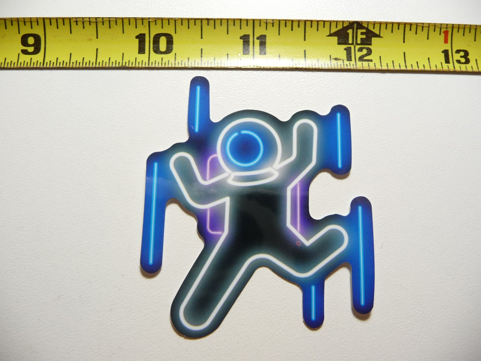 Neon Dancing Spaceman Sticker Decal Playful Colorful Design