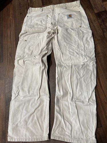 VTG Carhartt Men's Distressed Double Knee Carpenter Jeans Measured Size 34x29.5 - Picture 4 of 6