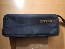 TDK 15 Audio Cassette Tape Storage Holder Carrier Zipper and Hand Strap