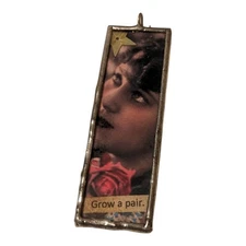 Soldered Glass Slide Necklace Charm Grow a Pair Statement Necklace