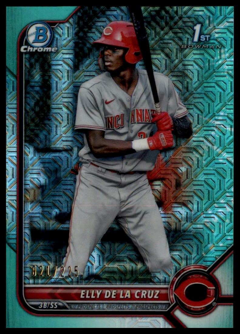 2022 Bowman #BCP-50 Elly De La Cruz Chrome Prospects Mega Box Aqua Mojo #/225