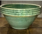 Rare Green Antique Early McCoy Beehive Ribbed  Mixing Bowl Yellow Ware #10