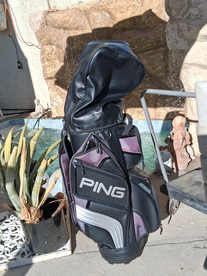 Ping Tour Staff Bag Black / Gray 14 Divider Top Cart 9+ Pockets Excellent - Image 4 of 4