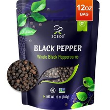 Whole Black Peppercorns 12 oz Grinder Refill Kosher NonGMO for Seasoning