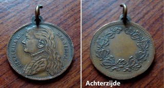 Kleine gedenkpenning koningin Wilhelmina van Nederland