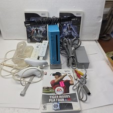 Nintendo Wii Console Bundle w/ Controllers Sensor Bar Power Cable & Games Tested