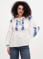 Vyshyvanka Girl White Cotton Embroidered Shirt Women Blouse Ukrainian Look S-L