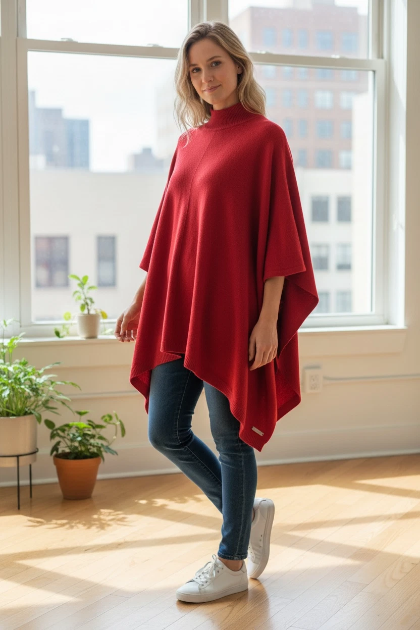 Ralph Lauren Shawl Poncho Cape Women's O/ S M L XL Convertible Mock Neck Sweater