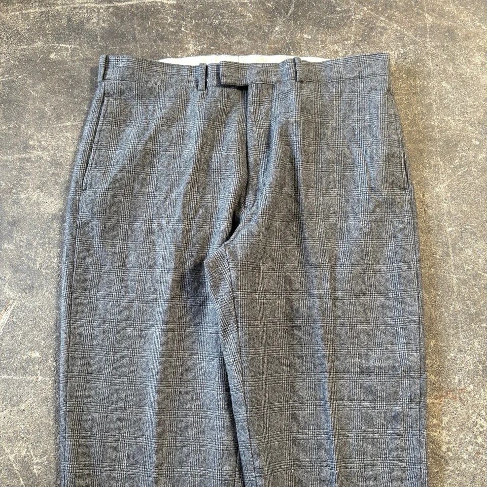 Vintage Polo Ralph Lauren Wool Pants Men's Size 36x30 Gray Glen Plaid Slacks - Image 2 of 4