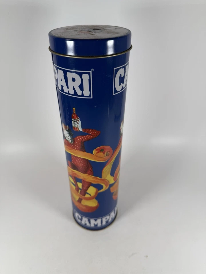 Vintage Campari Blue Tin Canister Italy Advertising 11.5” Collectible Barware - Image 2 of 4