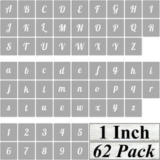 1 Inch Alphabet Stencils for Painting - 62 Pack Letter and Number 1