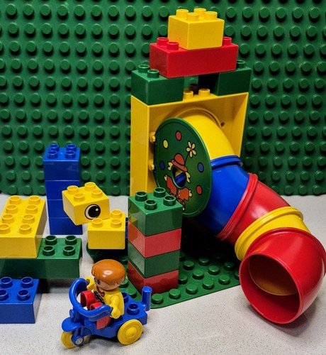 Vintage Lego Duplo - Tunnel Fun 222 Clown Slide Set - Figure + Building Bricks