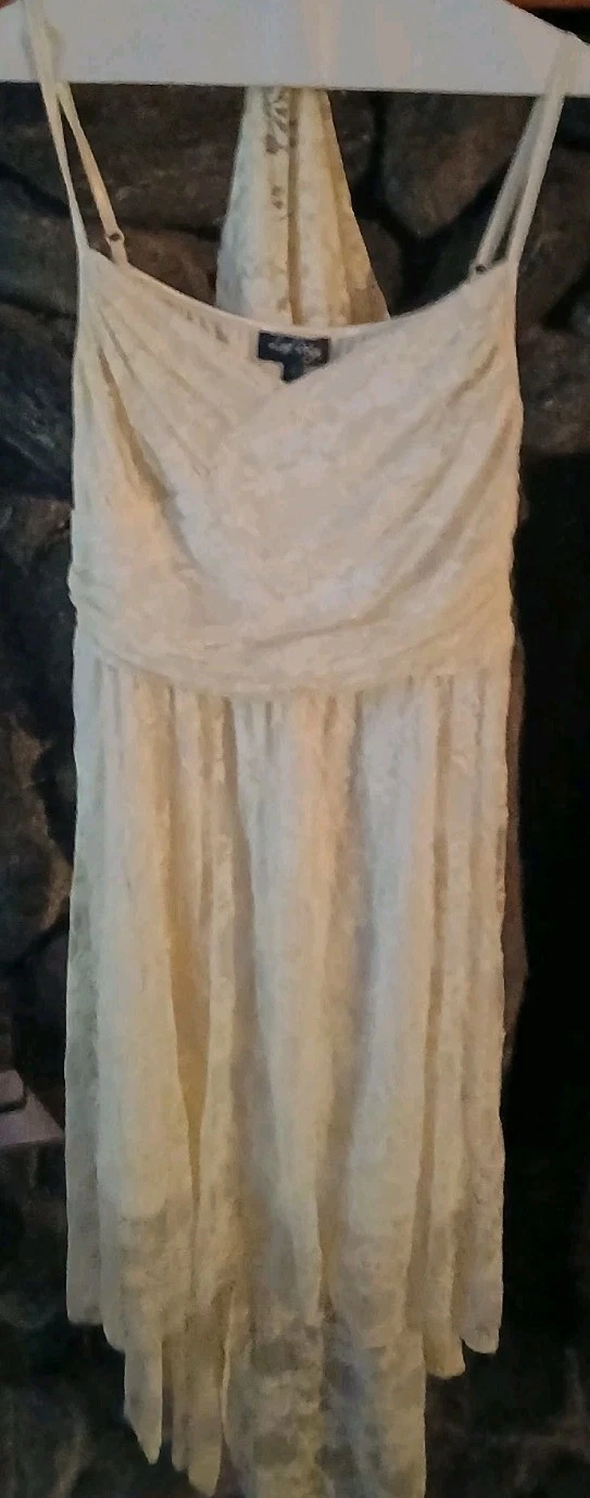 OFF WHITE Abito Love Reign foderato con scialle bianco sporco basso alto XL