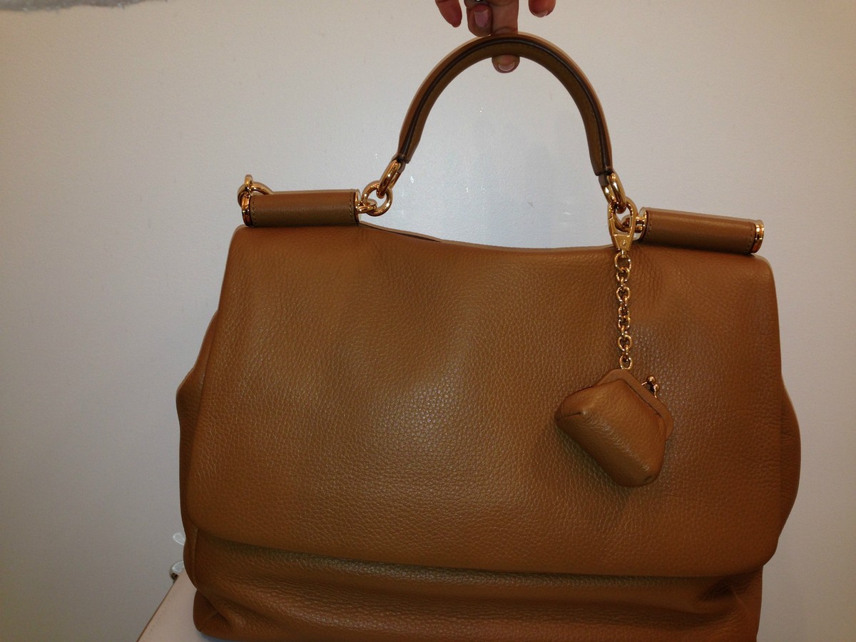 【関税&送料込み】Dolce & Gabbana 'Sicily' Camel Leather B Dolce & Gabbana Miss Sicily Large Camel Brown Deerskin