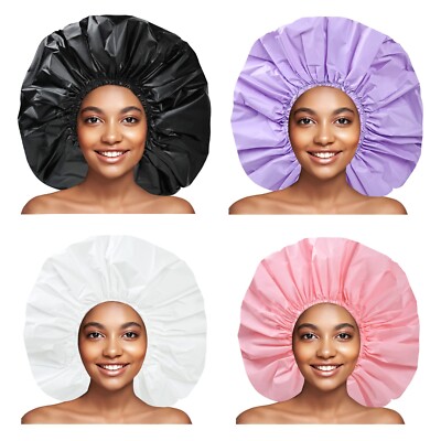 Super Jumbo Shower Cap 2 PCS Waterproof Shower Caps for Women, Extra Large Showe