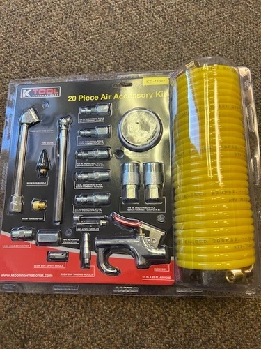 20pcs Air Compressor Accessory Kit 25Ft Recoil Hose Gun Nozzles Set 1/4" NPT New