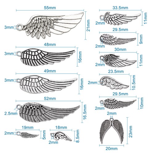 100g Tibetan Style Alloy Wing Pendants Charms DIY Jewelry Making Antique Silver - Picture 2 of 9