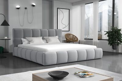 Polsterbett Doppelbett GIOTTO Komplettset 140x200cm Stoff Monolith Grau