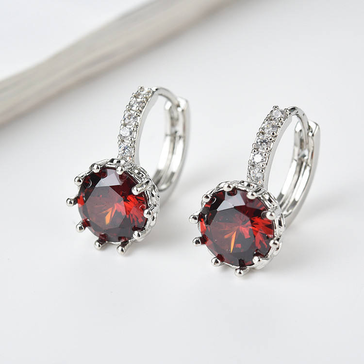 ൠ Ohrringe Kreolen mit Kristall rot