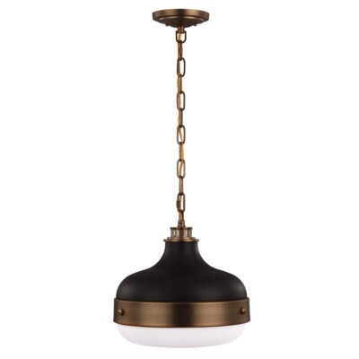 Pendellampe Deckenlampe Hängeleuchte Stahl Glas D 33 cm Messing Mattschwarz