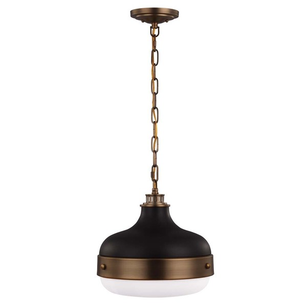 Pendellampe Deckenlampe HäNgeleuchte Stahl Glas D 33 Cm Messing Mattschwarz-image