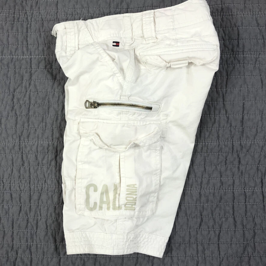 Tommy Hilfiger Cargo Shorts Boy 8 White Spell Out Going Back California 25 x 9 - Image 3 of 4