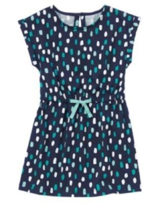 NWT Gymboree Bright Ideas Navy Blue Dots Knit Dress 4 5 6 7 BTS Girls