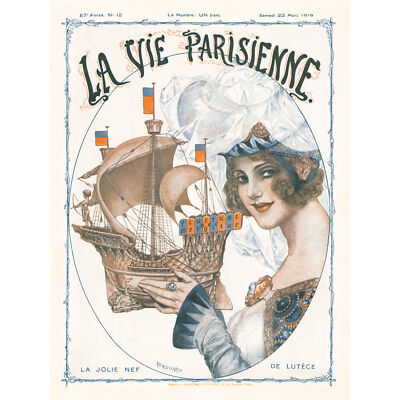 La Vie Parisienne hübsches Schiffsmagazin Cover Wandbild Leinwanddruck 18 x 24 Zoll