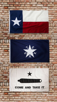 3X5 STATE OF Texas + ZAVALA + GONZALES History Flag SET (3 FLAGS) 