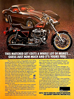 1979 HARLEY DAVIDSON XLH-1000 SPORTSTER + CHEVY CORVETTE—VINTAGE