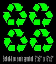 Recycle Symbols Decals Set of 4 Car Truck Window Vinyl Awareness Decal
