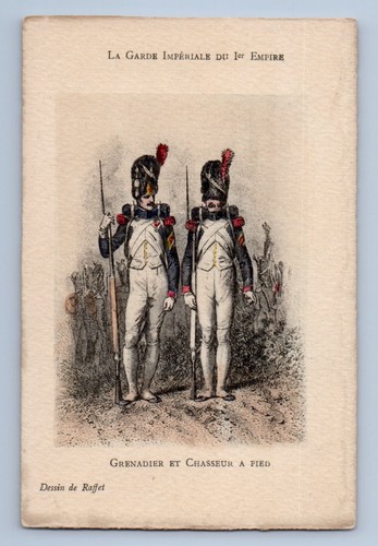 1900 French Imperial Guard Grenadiers Hunter on Foot Hand Tinted Postcard Raffet - Picture 2 of 3