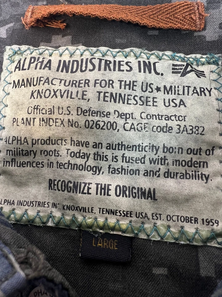 Alpha Industries Shirt Men L Large Green Camo Skull Wings King Of Freedom - Image 4 of 4