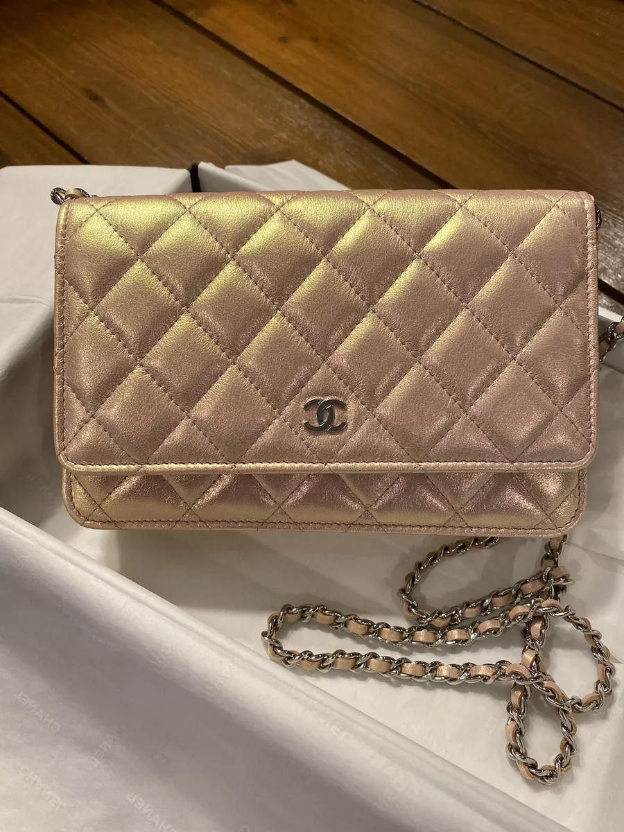 Authentic Chanel Mini WOC Wallet on Chain Caviar Leather Cross