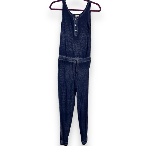 Zoey Sleeveless Jumpsuit Girls Medium Blue Stretch Casual Burnout Soft Knit Boho - Picture 2 of 9