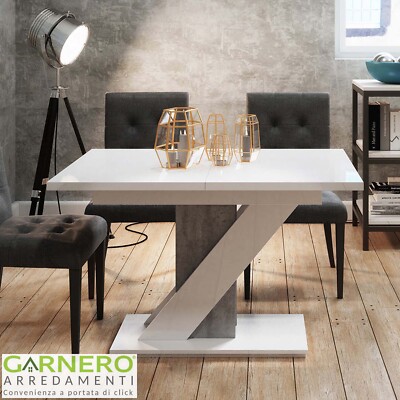 Tavolo allungabile moderno rettangolare da pranzo 120/160cm bianco