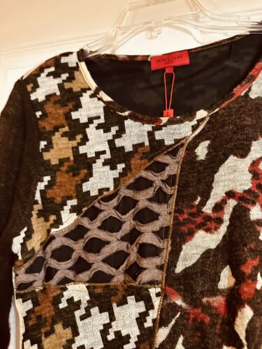 Loir Lux Tunic Brown Print Top Made In Paris New W Tags Long Sleeve Size Large - Picture 7 of 8