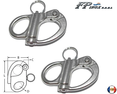 FP INOX Mousqueton Drisse à oeil Longueur 35mm ( Lot de 2 ) inox 316 - A4